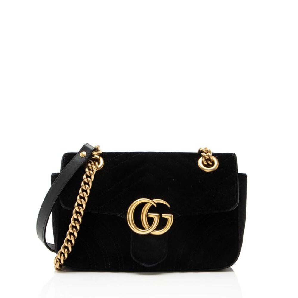 Gucci Matelasse Velvet GG Marmont Small Flap Bag
